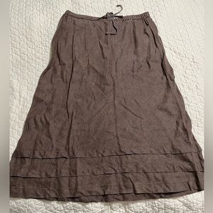 HOT COTTON brown ruffle detailed linen skirt!